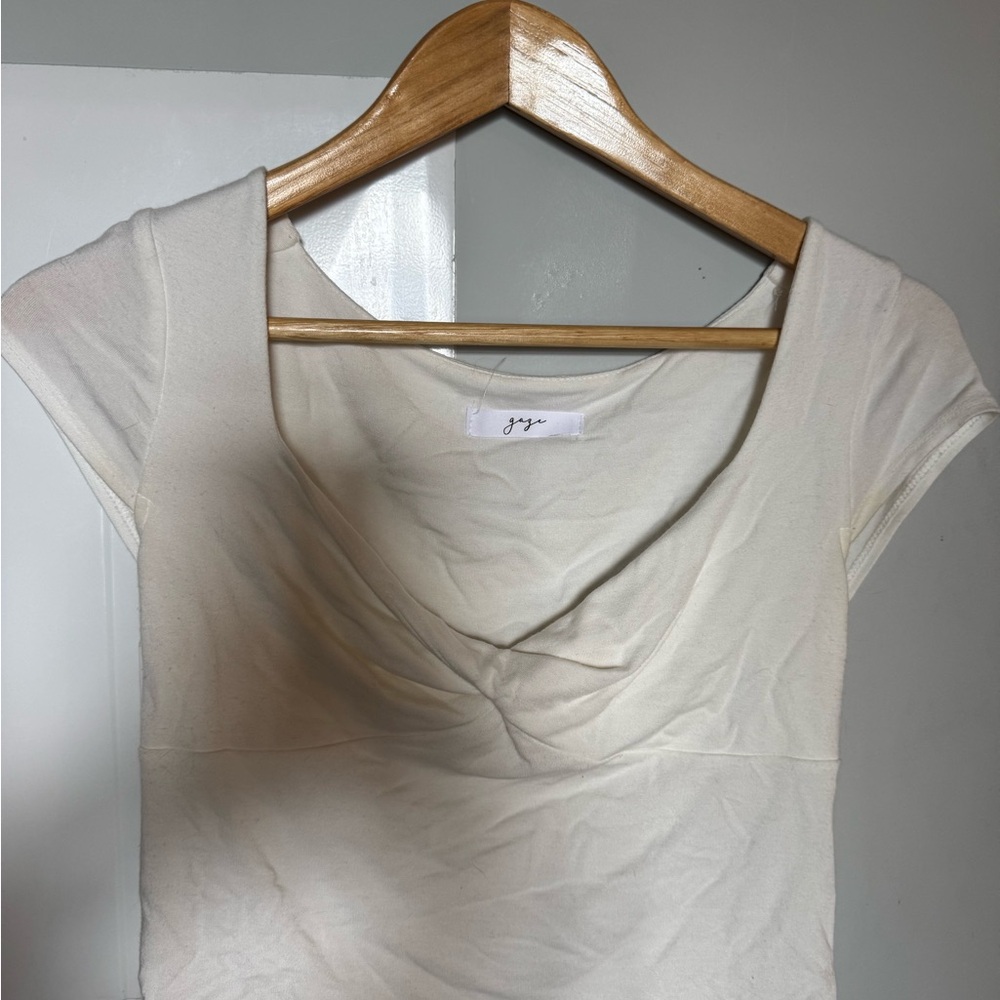 Gaze Cream Draped Neck Blouse